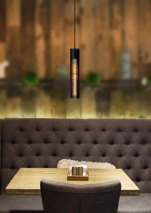 Lucide LIONEL - Pendant light - Ø 6,5 cm - 1xE27 - Black - atmosphere 1